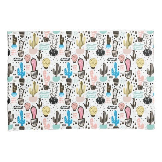 Modern Cactus Geometric Pattern Kussensloop (Voorkant-Rechts)