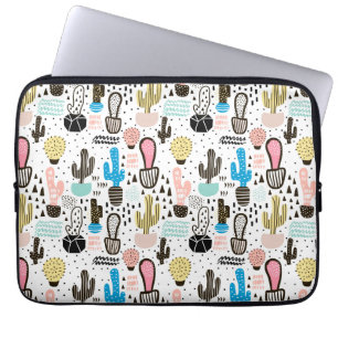 Modern Cactus Geometric Pattern Laptop Sleeve