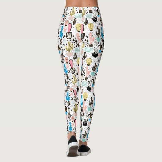 Modern Cactus Geometric Pattern Leggings (Achterkant)
