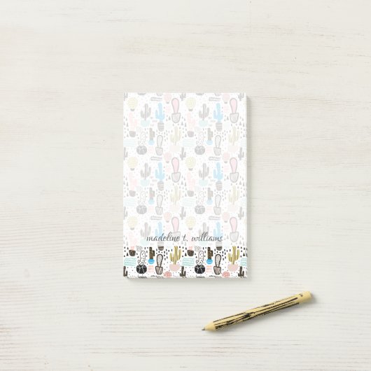 Modern Cactus Geometric Pattern Post-it® Notes (Op bureau)