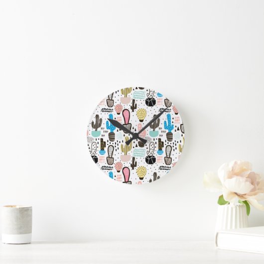 Modern Cactus Geometric Pattern Ronde Klok (Huis)