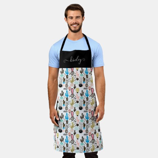 Modern Cactus Geometric Pattern Schort (Gedragen)