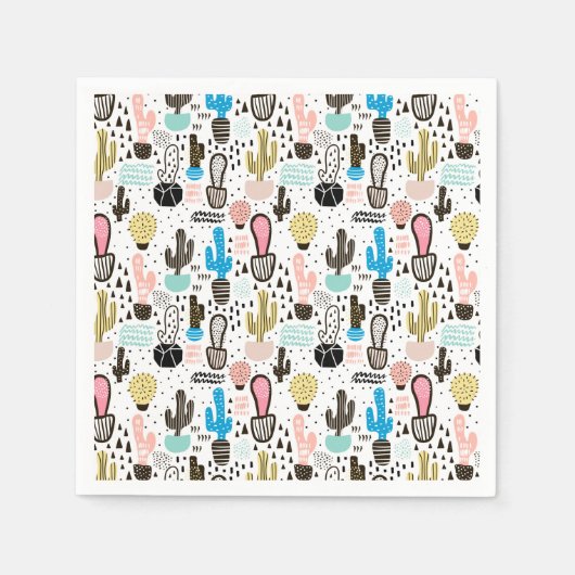 Modern Cactus Geometric Pattern Servet (Voorkant)