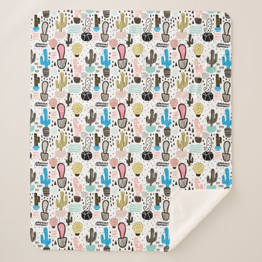 Modern Cactus Geometric Pattern Sherpa Deken (Voorkant)