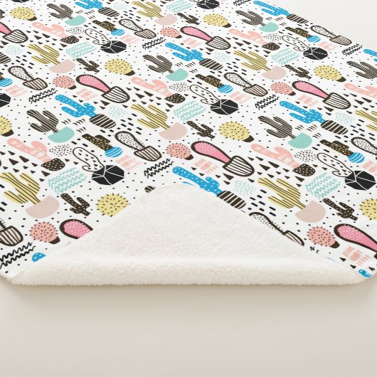 Modern Cactus Geometric Pattern Sherpa Deken (3/4)