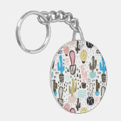 Modern Cactus Geometric Pattern Sleutelhanger (Voorkant Links)
