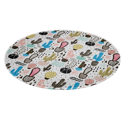 Modern Cactus Geometric Pattern Snijplank (Hoek)