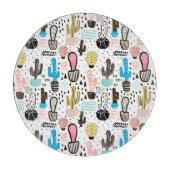 Modern Cactus Geometric Pattern Snijplank (Voorkant)