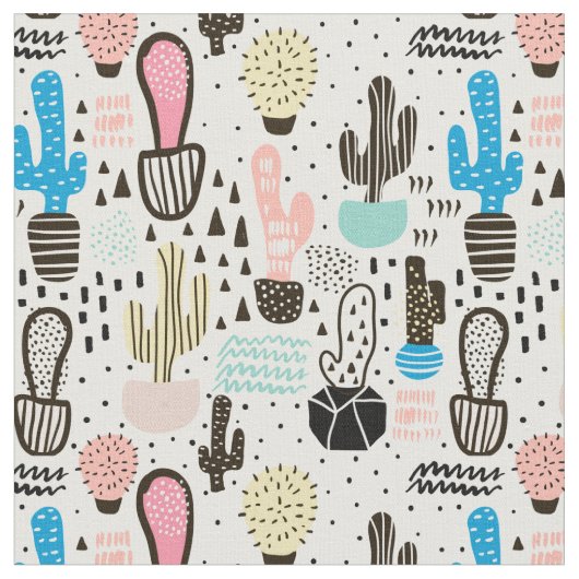 Modern Cactus Geometric Pattern Stof (Close Up)