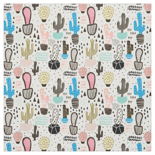Modern Cactus Geometric Pattern Stof (Swatch)