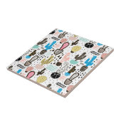 Modern Cactus Geometric Pattern Tegeltje (Zijkant)