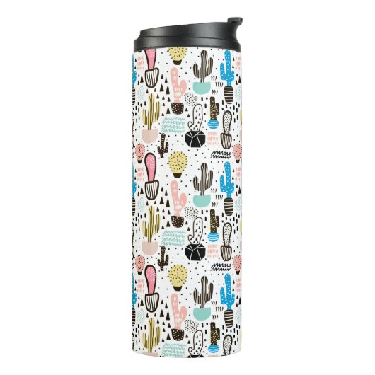 Modern Cactus Geometric Pattern Thermosbeker (Gedraaid links)