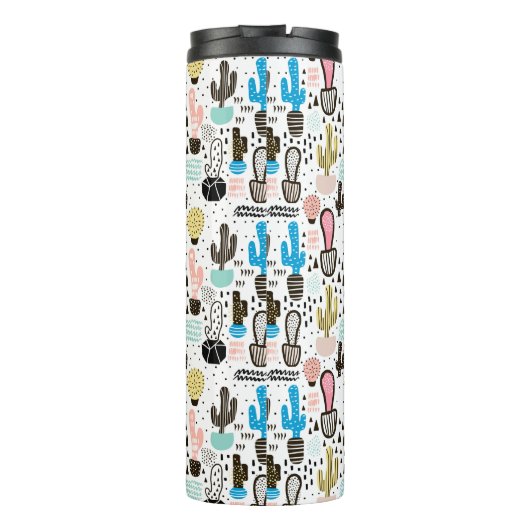 Modern Cactus Geometric Pattern Thermosbeker (Achterkant)