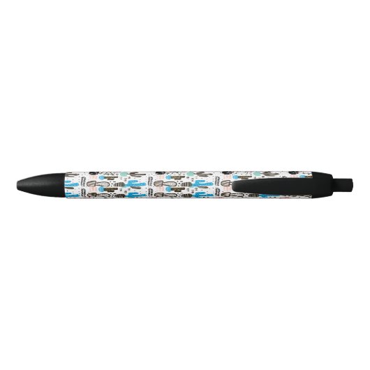 Modern Cactus Geometric Pattern Zwarte Inkt Pen (Achterkant)