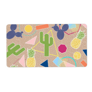 Modern cactus geometrisch Memphis geïnspireerd Etiket
