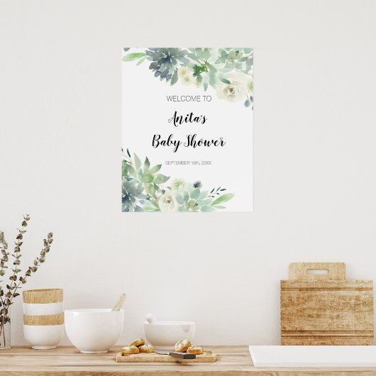 Modern Cactus Greenery Baby shower Welcome Sign Poster (Keuken)