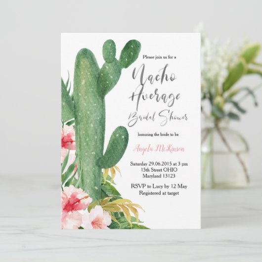 Modern Cactus Nacho Gemiddeld Vrijgezellenfeest Kaart (Staand voorkant)