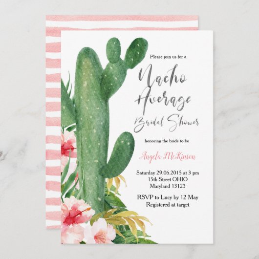 Modern Cactus Nacho Gemiddeld Vrijgezellenfeest Kaart (Voorkant / Achterkant)