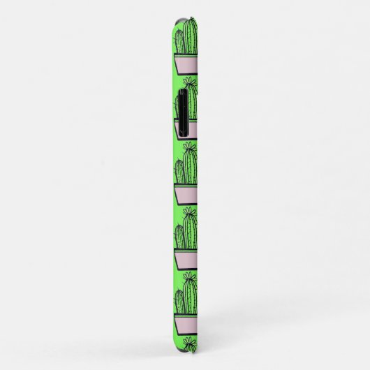 Modern Cactus Pink Pot Pattern on Green Case-Mate iPhone Case (Achterkant/rechts)