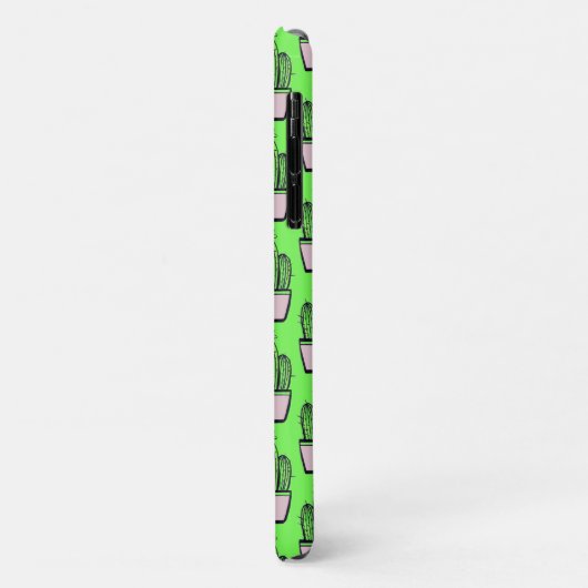 Modern Cactus Pink Pot Pattern on Green Case-Mate iPhone Case (Achterkant/links)