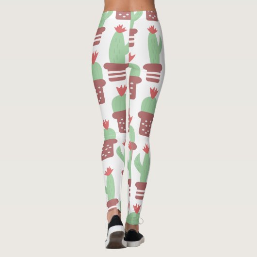 Modern Cactus Pot Plant Pattern Leggings (Achterkant)