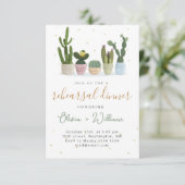 Modern Cactus Rehearsal Dinner Invitation Kaart (Staand voorkant)