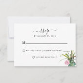 Modern Cactus Succulent Greenery Floral Wedding RSVP Kaartje (Voorkant)