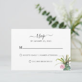Modern Cactus Succulent Greenery Floral Wedding RSVP Kaartje (Staand voorkant)