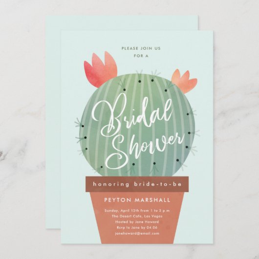Modern Cactus Vrijgezellenfeest Kaart (Voorkant / Achterkant)