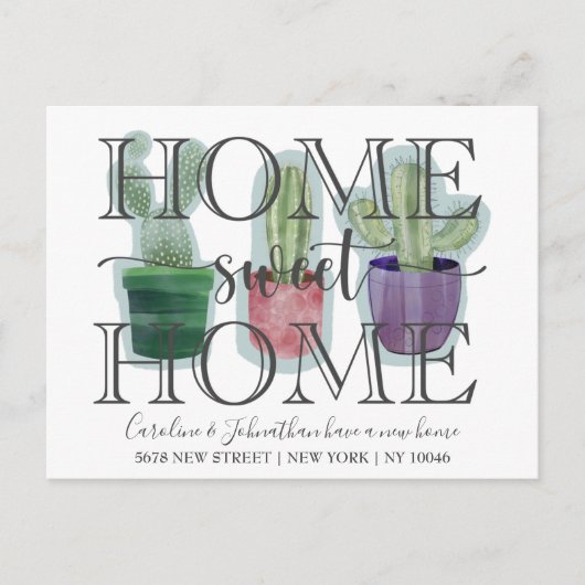 Modern Cactus Waterverf - Nieuw startpunt Aankondigingskaart (Voorkant)