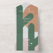 Modern Cactus Zon Organisch Script Bruiloft All In One Uitnodiging (Binnen)