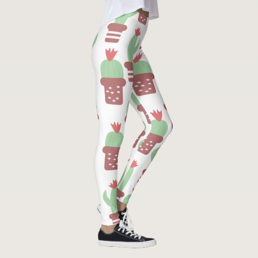 Modern Cactuspot Plantenpatroon Leggings (Rechts)