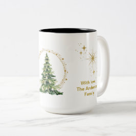 Modern Cadeau, Kerstboom Goud Glitter Wit Tweekleurige Koffiemok