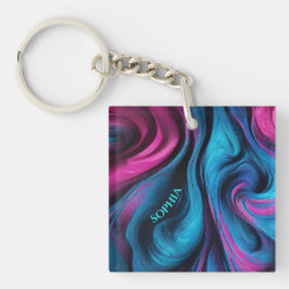 Modern cadeau voor Her-Blue en Pink- Sleutelhanger