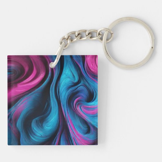 Modern cadeau voor Her-Blue en Pink- Sleutelhanger (Achterkant)