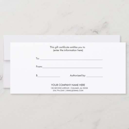 Modern cadeaubon (Achterkant)