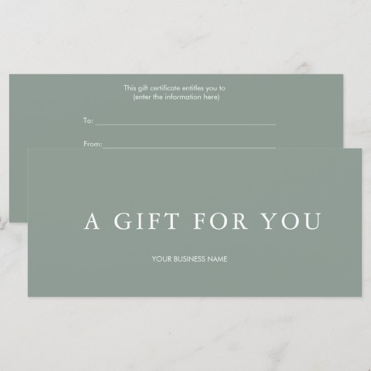 Modern cadeaubon (Voorkant / Achterkant)