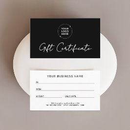 Modern Cadeaubon | Logo Zakelijke Naam Contactkaartje