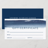 Modern Cadeaubon Navy Blue Waterverf (Voorkant / Achterkant)