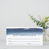 Modern Cadeaubon Navy Blue Waterverf (Staand voorkant)