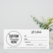 Modern cadeaubon Visitekaartje met Logo (Staand voorkant)