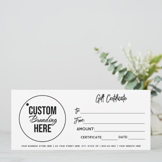 Modern cadeaubon Visitekaartje met Logo (Staand voorkant)