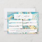 Modern cadeaubon Voucher Blauw Marmeren Script (Voorkant)