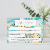 Modern cadeaubon Voucher Blauw Marmeren Script (Staand voorkant)