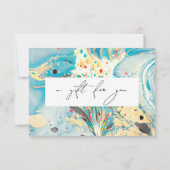 Modern cadeaubon Voucher Blauw Marmeren Script (Achterkant)