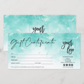 modern cadeaukaartcertificaat voegt logo aquablauw (Voorkant / Achterkant)