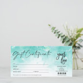 modern cadeaukaartcertificaat voegt logo aquablauw (Staand voorkant)