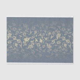 Modern  cadet blauw gouden bloemmotief tissuepapier