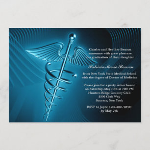 Modern Caduceus Medical School Afstuderen Invite Kaart