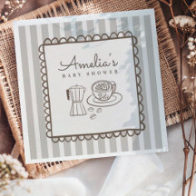Modern Cafe Bebe Handgetekende Baby Shower